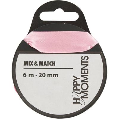 Creativ Company Satijnlint, b: 20 mm, lichtrood, 6 m/ 1 rol