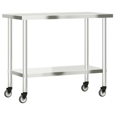 VidaXL Keukenwerktafel met wielen 110x55x85 cm roestvrij staal VidaXL Keukenwerktafel met wielen 110x55x85 cm roestvrij staal