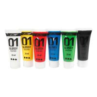 Creativ Company Acrylverf voor kidneren glossy standaardkleuren, 6x20ml - thumbnail