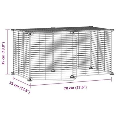 VidaXL Huisdierenkooi met deur 8 panelen 35x35 cm staal zwart VidaXL Huisdierenkooi met deur 8 panelen 35x35 cm staal zwart