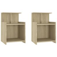 VidaXL Nachtkastjes 2 st 40x35x60 cm bewerkt hout sonoma eikenkleurig - thumbnail