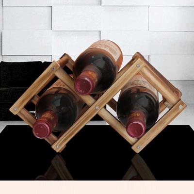 3 flessen Racks opvouwbare wijn staan houten wijnbar houder keuken Display plank (Carbon bakken)