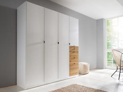 Kledingkast OTAMENDI 4 deuren 5 lades wit/artisan eik