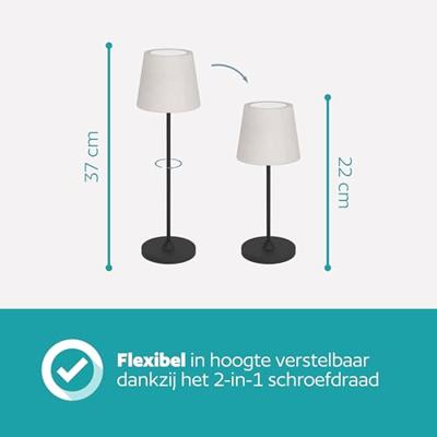 Eglo TafellampLeonero zwart met stof - 75938