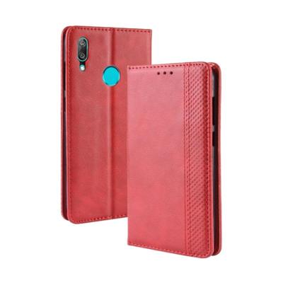 Magnetische Buckle retro textuur horizontale Flip lederen case voor Huawei Y7 (2019)/Y7 Prime (2019) met houder & kaartsleuven & portemonnee (rood)