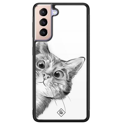 Samsung Galaxy S21 glazen hardcase - Peekaboo Samsung Galaxy S21 glazen hardcase - Peekaboo