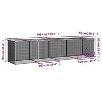 Kippenhok met dak 403x98x90 cm gegalvaniseerd staal lichtgrijs - thumbnail