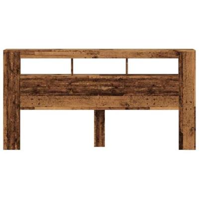 Hoofdeinde met LED 200x18,5x103,5 cm bewerkt hout oud hout