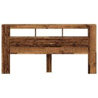 Hoofdeinde met LED 200x18,5x103,5 cm bewerkt hout oud hout - thumbnail