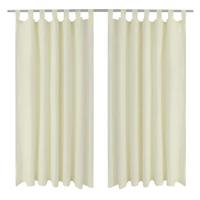 VidaXL Micro-satijnen gordijnen met ringen 140 x 175 cm 2 stuks (creme) - thumbnail