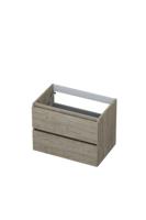 INK - Onderkast 2 Laden Greeploos met Houten Keerlijst - 700x450x520 Mm - Greige Eiken - thumbnail