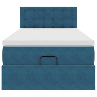 Ottoman bed met matras 120x200cm fluweel donkerblauw