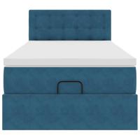 Ottoman bed met matras 100x200 cm fluweel donkerblauw - thumbnail