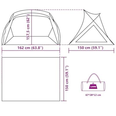 Strandtent 2-persoons zeegroen waterdicht