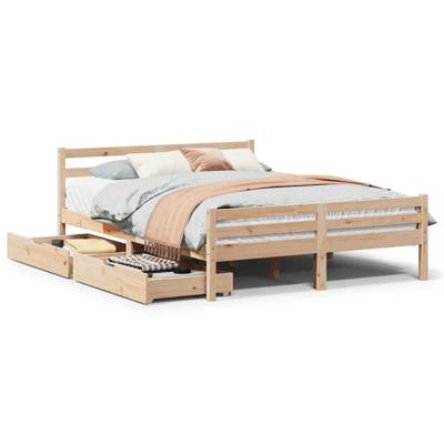 Bedframe zonder matras massief grenenhout 150x200 cm