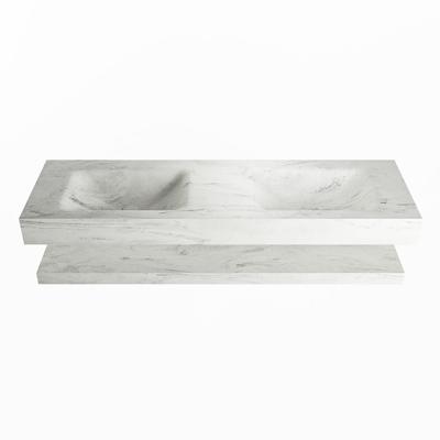 MONDIAZ ALAN-DLUX 150cm planchet Opalo. Vrijhangende wastafel CLOUD dubbel zonder kraangat, kleur Opalo.