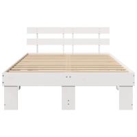 Bedframe met hoofdeinde Wit 120 x 190 cm Massief grenenhout - thumbnail