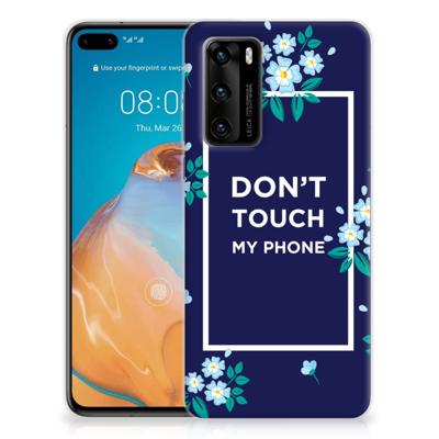 Huawei P40 Silicone-hoesje Flowers Blue DTMP Huawei P40 Silicone-hoesje Flowers Blue DTMP