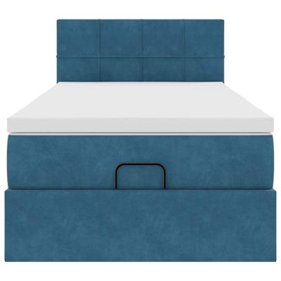 Ottoman bed met matras 80x200cm fluweel donkerblauw