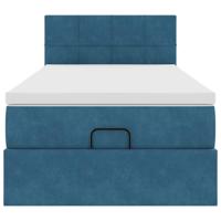 Ottoman bed met matras 80x200cm fluweel donkerblauw - thumbnail