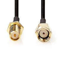 Nedis Antennekabel | RP-SMA Male | RP-SMA Female | Verguld | 50 Ohm | Enkelvoudig Afgeschermd | 2.00 m | Rond | PVC | Zwart | Label - CSGL02210BK20 - thumbnail
