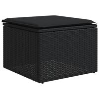 8-delige Loungeset met kussens poly rattan zwart - thumbnail