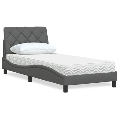 Bed met matras stof donkergrijs 80x200 cm