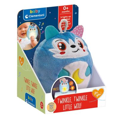 Clementoni baby twinkle winkle kleine wolf blauw knuffel nachtlamp