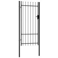 VidaXL Poort met puntige bovenkant enkel 1x2 m staal zwart - thumbnail