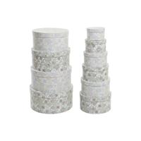 Set van opstapelbare opbergboxen DKD Home Decor Beige Groen Karton (37,5 x 37,5 x 18 cm) - thumbnail