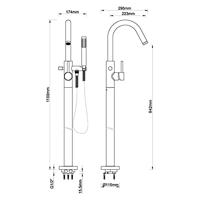 Vrijstaande Badmengkraan Wiesbaden Caral Compleet met Handdouche Geborsteld Koper - thumbnail