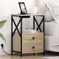 Nachtkastje 2 pcs Sonoma Eiken 40 x 31 x 60 cm Bewerkt hout - thumbnail
