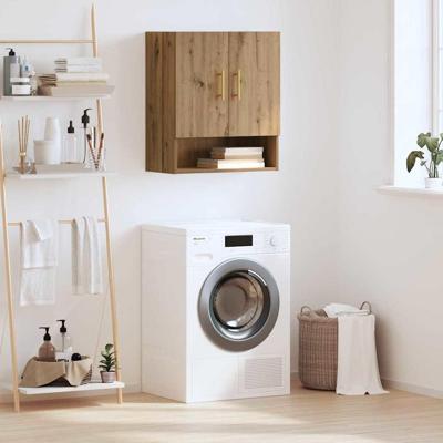 Wandkast artisanaal eikenkleurig 60 x 31 x 70 cm Bewerkt hout