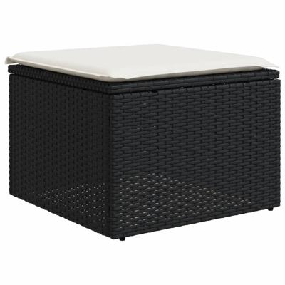 8-delige Loungeset met kussens poly rattan zwart - thumbnail