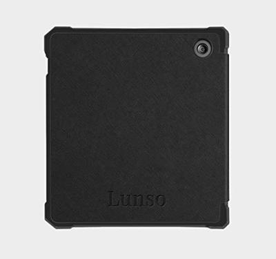 Lunso - Kobo Libra 2 (7 inch) - Vegan saffiano leren sleepcover hoes - Zwart