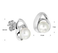 TFT Oorknoppen Parel Zilver Gerhodineerd Mat Glanzend 13.5 mm x 11 mm - thumbnail