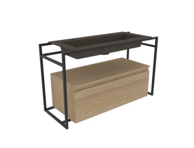 INK Kraft Wastafel Enkele Bak 2 Kraangaten - 1000x450x10 mm - Quartz Beton