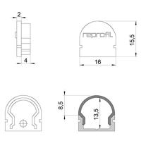 Deko Light 979502 Endkappe R-AU-01-10 Set 2 Stk, Schwarz Profieleindkap Kunststof (l x b x h) 16 x 6 x 15.5 mm 1 stuk(s) - thumbnail