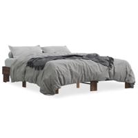Bedframe bewerkt hout metaal bruin eikenkleur 150x200 cm - thumbnail