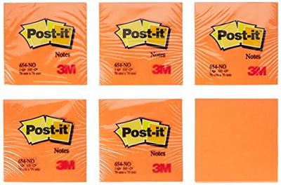 Memoblok Post-it 654 76x76mm oranje 100 vel | 6 stuks Memoblok Post-it 654 76x76mm oranje 100 vel | 6 stuks