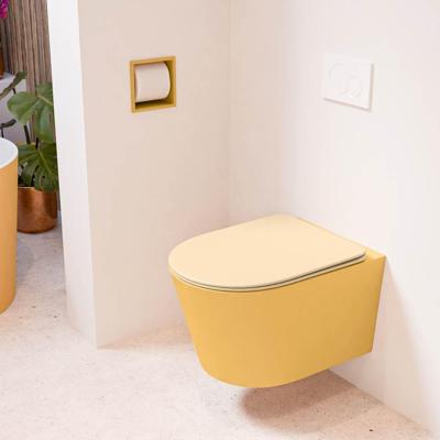 MONDIAZ LAVIE hangend toilet single fire rimless diepspoel Ocher, Toiletzitting met quick-release & softclose Sand