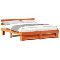 Bedframe met hoofdeinde Bruin Massief grenenhout - thumbnail