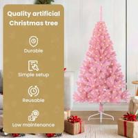 VidaXL Kunstmatig voorverlicht kerstboom met 150 led roze 150 cm pvc - thumbnail
