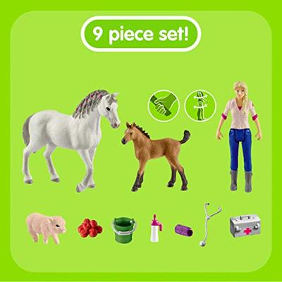 Schleich 42486 dierenarts op bezoek bij merrie en veulen