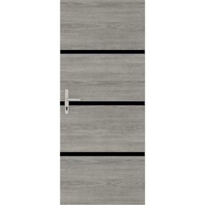 Deurrenovatiekit - NORDLINGER PRO - 4 platen 85 x 50 cm en 3 zwarte profielen 85 x 2 cm - Greige eik
