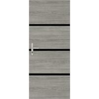 Deurrenovatiekit - NORDLINGER PRO - 4 platen 85 x 50 cm en 3 zwarte profielen 85 x 2 cm - Greige eik - thumbnail