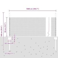 VidaXL Hek met paal zilver 0,5 x 10 m staal - thumbnail