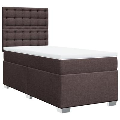 Boxspring met matras stof donkerbruin 140x200 cm - thumbnail