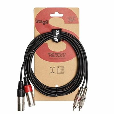 Stagg STC3CMXM Adapterkabel RCA M Naar XLR M 3m