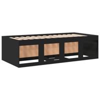 Slaapbank met lades zonder matras 90x190 cm zwart - thumbnail